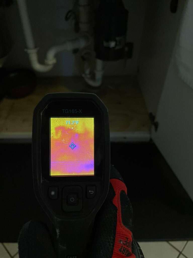 infrared camera highlighting water damage